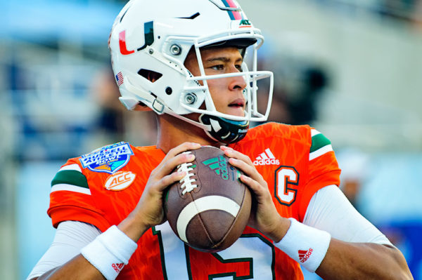 Brad Kaaya warming up