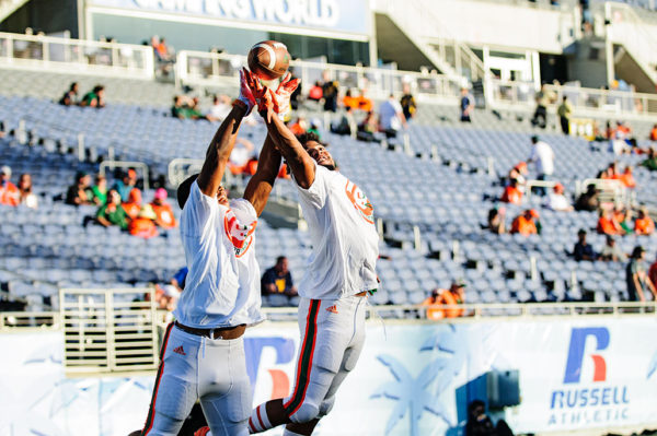 Corn Elder battles for the ball in warm ups
