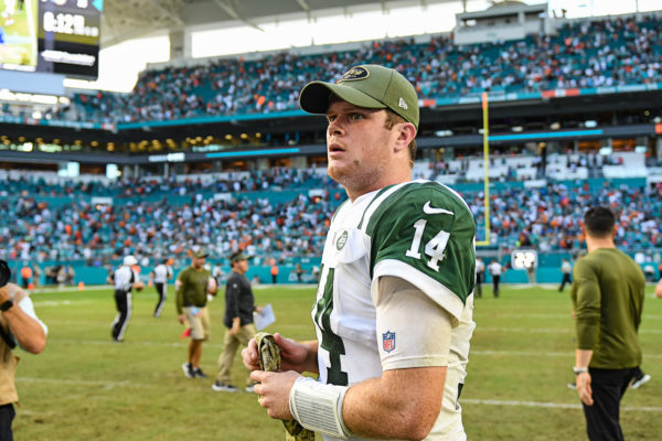 New York Jets quarterback Sam Darnold (14) after the game