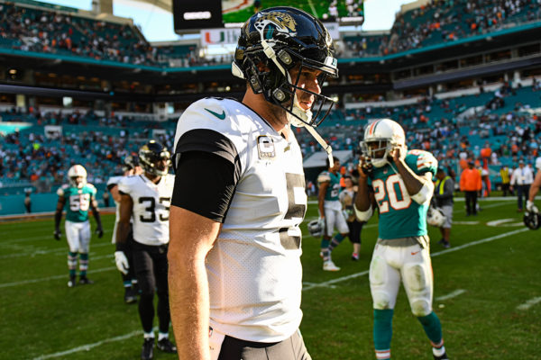 Jacksonville Jaguars quarterback Blake Bortles (5) after the game