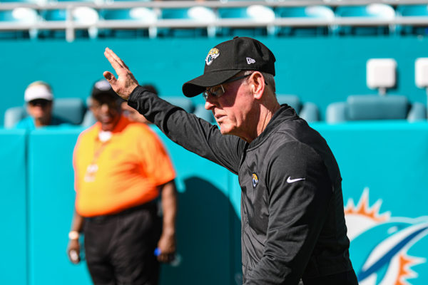 Tom Coughlin acknowledges the Jaguar fans