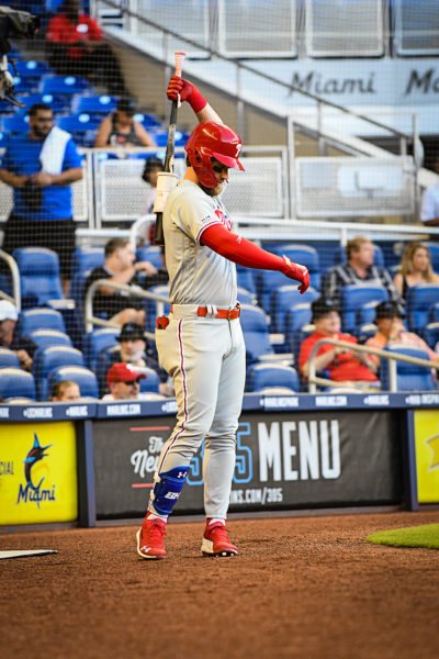 Philadelphia Phillies right fielder Bryce Harper (3) on deck