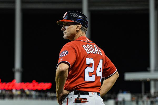 Washington Nationals first base coach Tim Bogar #24